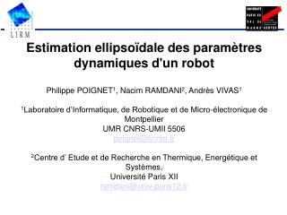 Estimation ellipsoïdale des paramètres dynamiques d'un robot