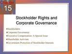 Stockholder Rights and Corporate Governance