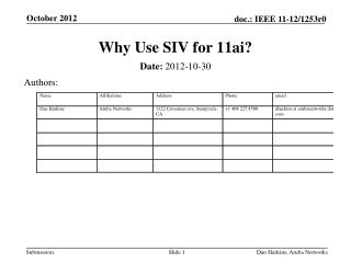 Why Use SIV for 11ai?