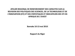 De la politique nationale de la recherche scientifique et technologique.