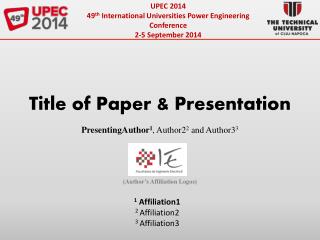 UPEC 2014 49 th International Universities Power Engineering Conference 2-5 September 2014