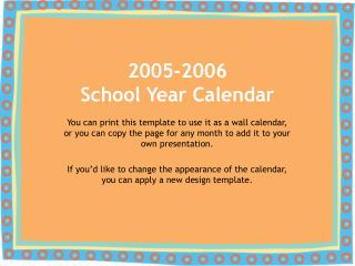 2005-2006 School Year Calendar