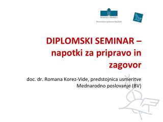 DIPLOMSKI SEMINAR – napotki za pripravo in zagovor