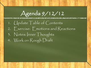 Agenda 9/12/12