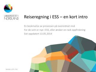 Reiseregning i ESS – en kort intro