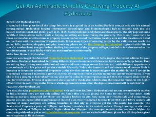 Get An Admirable Benefits Of Buying Property At Hyderabad