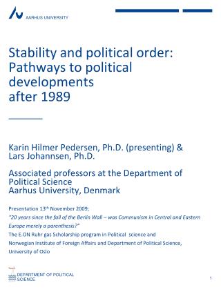 Stability and political order: Pathways to political developments after 1989