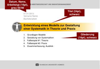 Entwicklung eines Modells zur Gestaltung einer Systematik in Theorie und Praxis