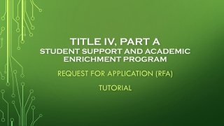 Title IV, Part A Student Support and Academic Enrichment Program