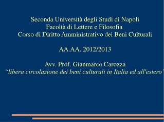 Seconda Università degli Studi di Napoli Facoltà di Lettere e Filosofia