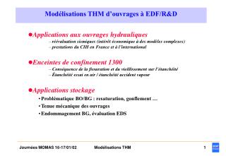 Modélisations THM d’ouvrages à EDF/R&amp;D