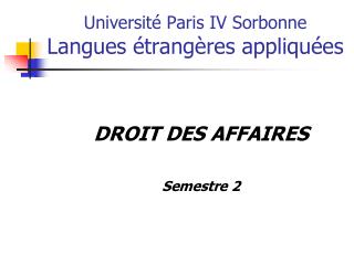 Université Paris IV Sorbonne Langues étrangères appliquées