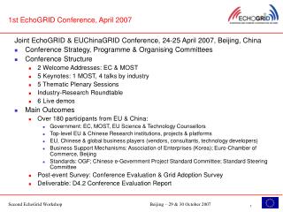 1st EchoGRID Conference, April 2007