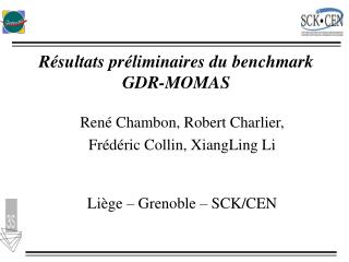 Résultats préliminaires du benchmark GDR-MOMAS
