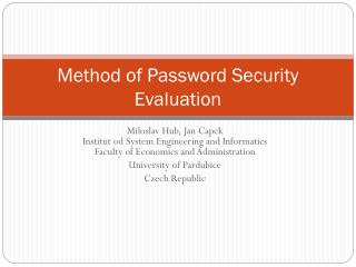 Method of Password Security Evaluation