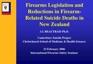 Firearms Legislation and Reductions in Firearm-Related Suicide Deaths in New Zealand