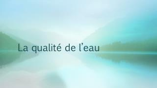 La qualité de l’eau