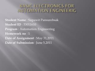 Basic Electronics for Automation Engineerig