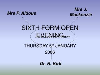 SIXTH FORM OPEN EVENING
