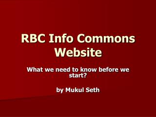 RBC Info Commons Website
