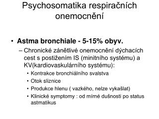 Psychosomatika respiračních onemocnění