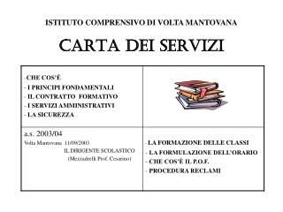 ISTITUTO COMPRENSIVO DI VOLTA MANTOVANA CARTA DEI SERVIZI