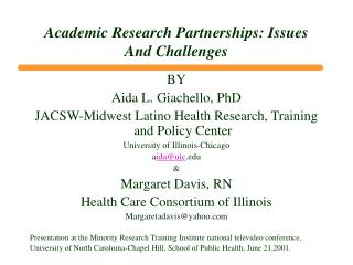 Academic Research Partnerships: Issues And Challenges