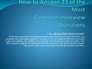 How to Answer 23 of the Most Common Interview Questions