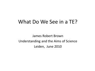 What Do We See in a TE?
