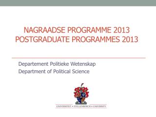 Nagraadse Programme 2013 Postgraduate Programmes 2013