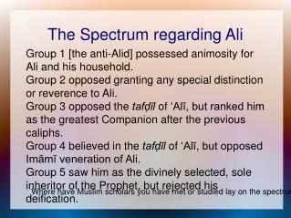 The Spectrum regarding Ali
