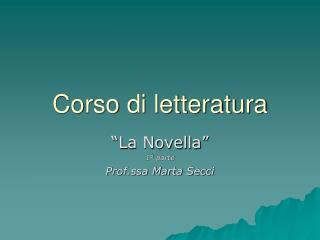 Corso di letteratura