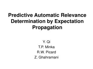 Predictive Automatic Relevance Determination by Expectation Propagation