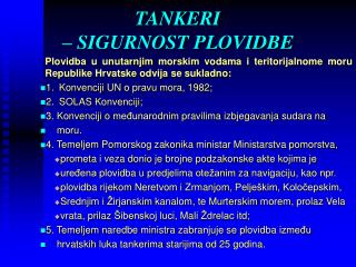 TANKERI – SIGURNOST PLOVIDBE