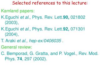 Selected references to this lecture: