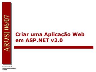 Criar uma Aplicação Web em ASP.NET v2.0