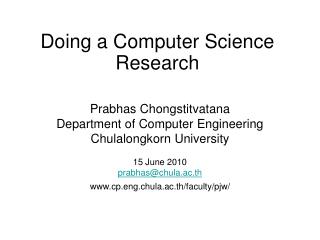 Doing a Computer Science Research