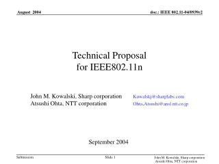 Technical Proposal for IEEE802.11n