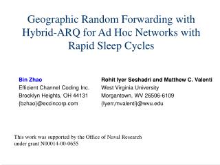 Geographic Random Forwarding with Hybrid-ARQ for Ad Hoc Networks with Rapid Sleep Cycles
