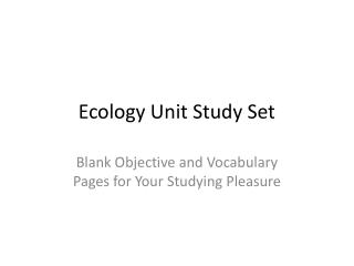 Ecology Unit Study Set