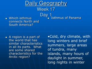 Daily Geography Week 17 Day 1