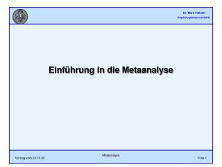 Einführung in die Metaanalyse