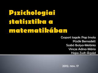 Pszichologiai statisztika a matematik á ban