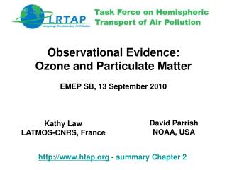Observational Evidence: Ozone and Particulate Matter EMEP SB, 13 September 2010
