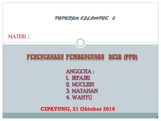 PERENCANAAN PEMBANGUNAN DESA (PPD)