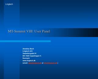 MT-Summit VIII: User Panel