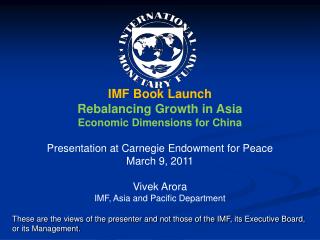 IMF Book Launch Rebalancing Growth in Asia Economic Dimensions for China