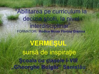 VERME ŞUL sursă de inspiraţie Şcoala cu clasele I-VIII „Gheorghe Bulgăr” Sanislău