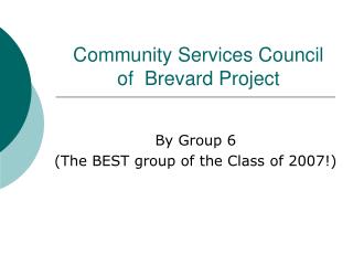 Community Services Council of Brevard Project
