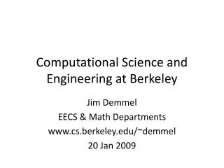 Computational Science and Engineering at Berkeley